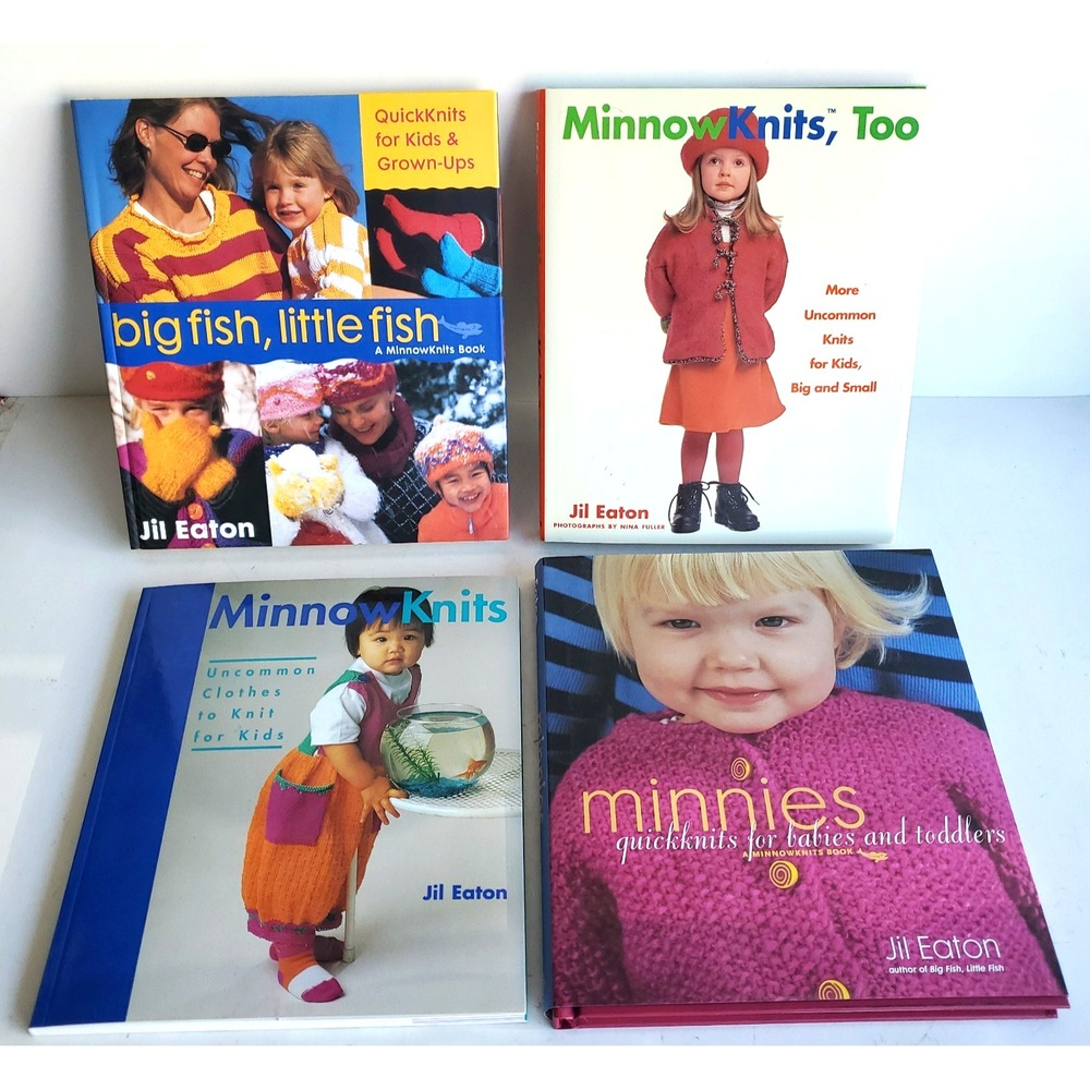 Lot of 4 Debbie Bliss Jill Eaton Baby Toddler Minnow Minnies Knitting Books VTG